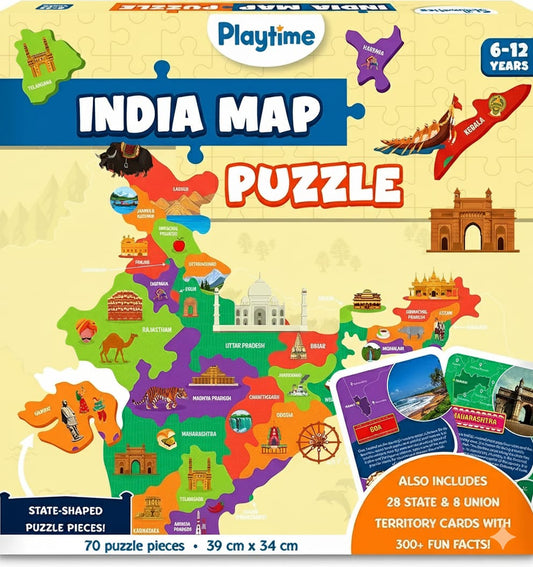 Playtime India Map Puzzle - 70 Pieces, Jigsaw Puzzle