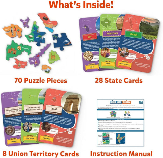 Playtime India Map Puzzle - 70 Pieces, Jigsaw Puzzle